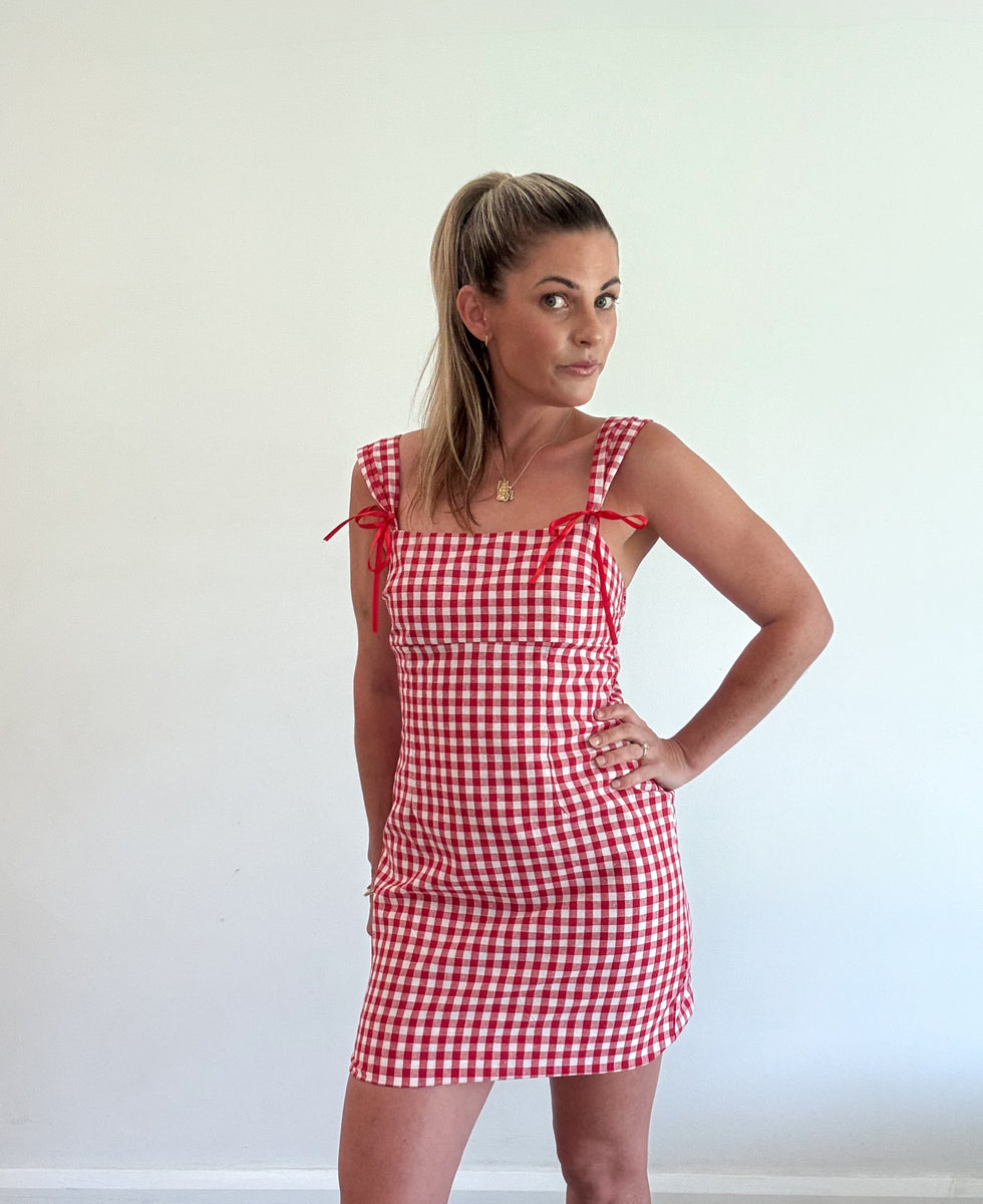 zara gingham dress red A Red Gingham Dress