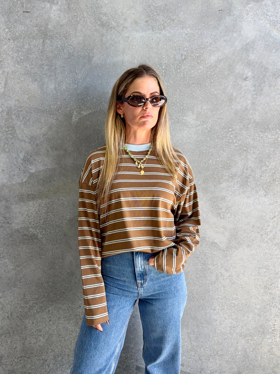 Marlee blue/ taupe Long Sleeve- By Frankie – Chasing The Sun Store